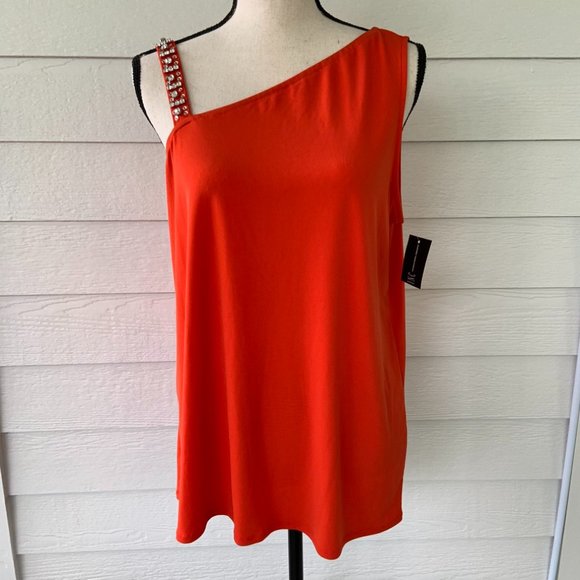 INC International Concepts Tops - New! INC Orange Embellished Strap Orange Blouse M